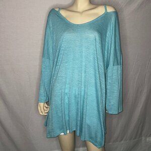 Terra Sky Light Blue Long Sleeve Blouse Size 3XL